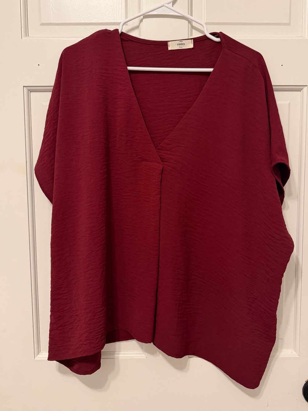 Women’s Wine V-Neck Draped Tunic